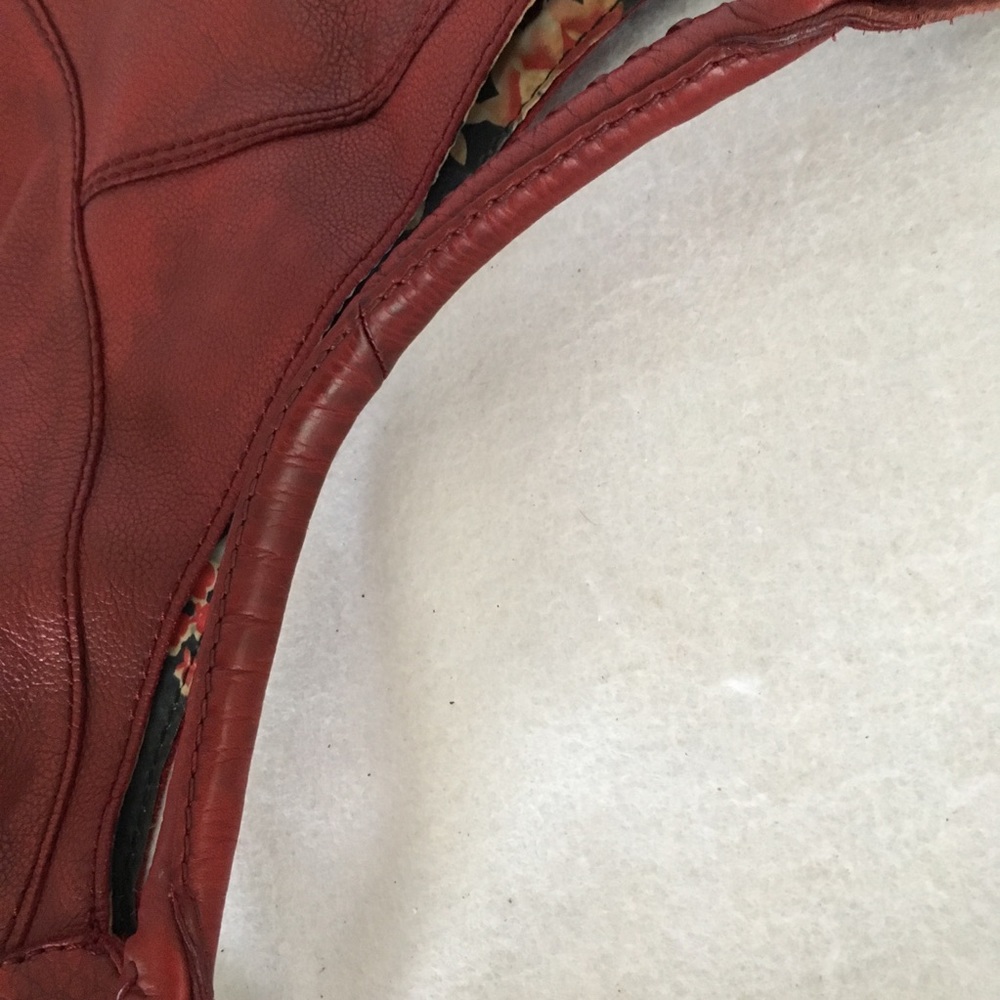 Lucky Brand Leather Hobo Bag Deep Red - Picture 13 of 15